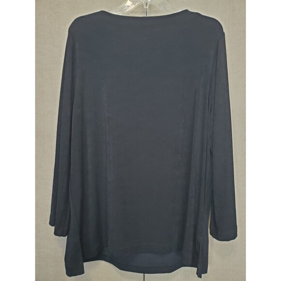 Chico's Travelers Black Red Paisley Boat Neck Long Sleeve Tunic Size 3 (XL) - Picture 4 of 6